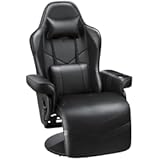 Homall Computer Racing Style Pu Leather Ergonomic Adjusted Reclining Video Gaming Single Sofa Chair with Footrest Headrest and Lumbar Support &lpar;Black&rpar;