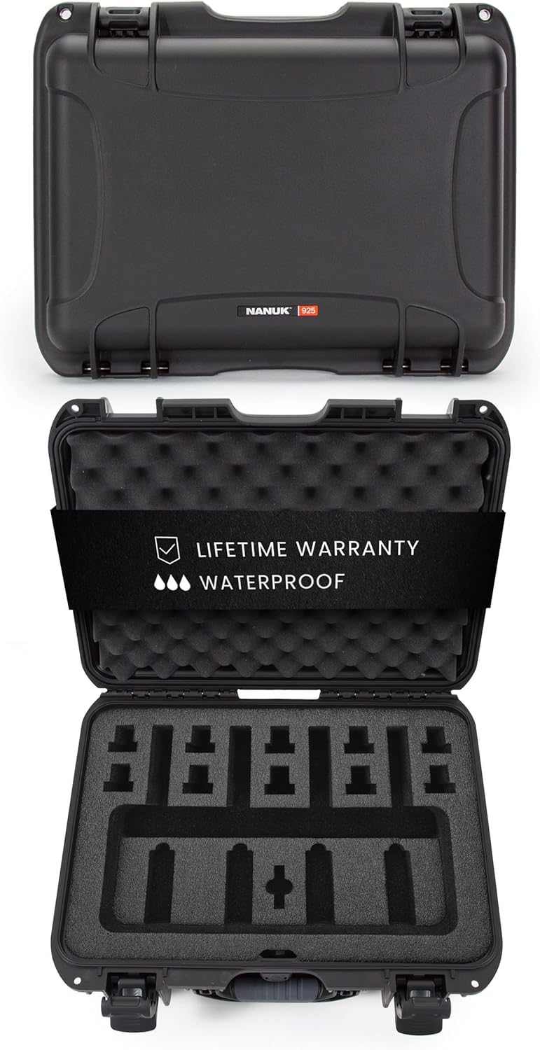 Nanuk 925 - Funda para Pistola Profesional, Impermeable, Aprobado Militar, con Inserto de Espuma Personalizado para 4UP - 925-4UP1, S, Negro