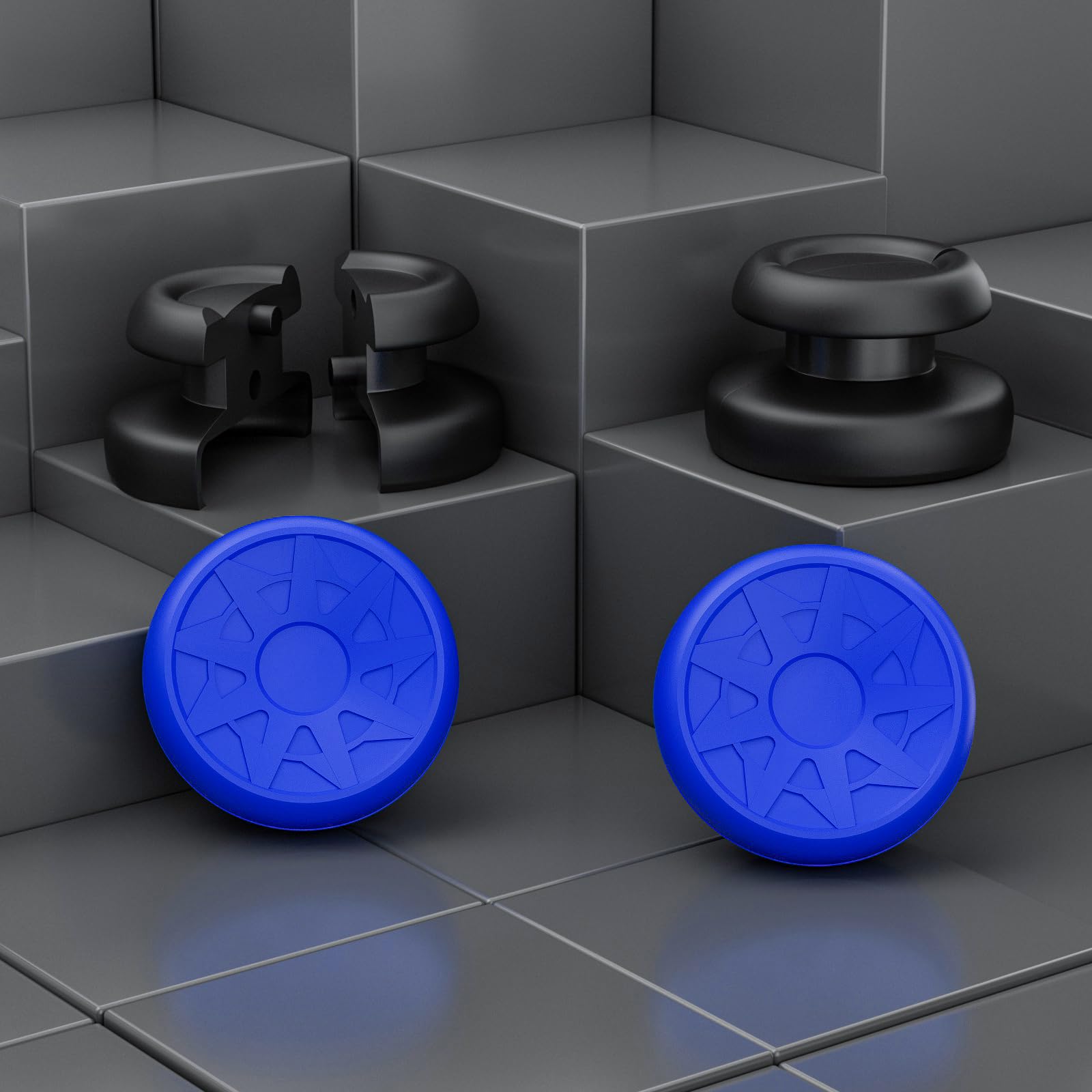 Lot de 2 rallonges de joystick et coque en silicone pour manette de PS5 et PS4 (bleu foncé)