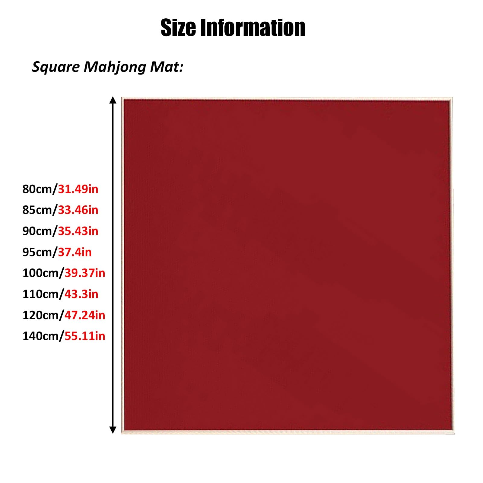 Mata Mahjong Na Stoły, Mata Do Gier Z Redukcją Hałasu Na Imprezie Rodzinnej Z Antypoślizgowym Podkładem, Do Pokera, Gier Karcianych, Planszowych I Płytek(Red,120x120cm/47.24x47.24in)