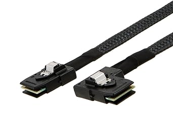 Mini SAS Cable, SFF-8087 to SFF-8087 Straight to Right Angle High-Speed Data Transfer for SAS/RAID Controllers, Backplanes, and Servers, 3FT