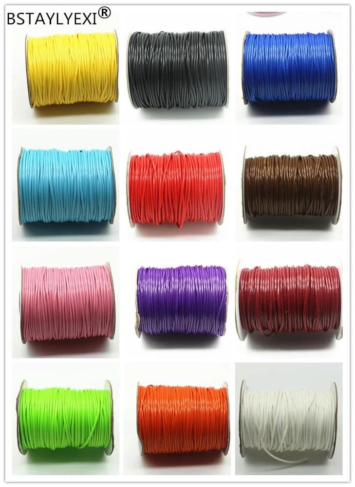 Selección de cordón Grueso de algodón Encerado 2,5-5 mm, Hilo Redondo Encerado para joyería y Accesorios llamativos.