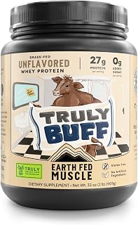 Truly Buff Truly Grass Fed Whey Protein Isolate - No Artificial Ingredients, Soy Free, Gluten Free, Non-GMO and Hormone Free (2 Pound, 30 Servings, Unflavored)