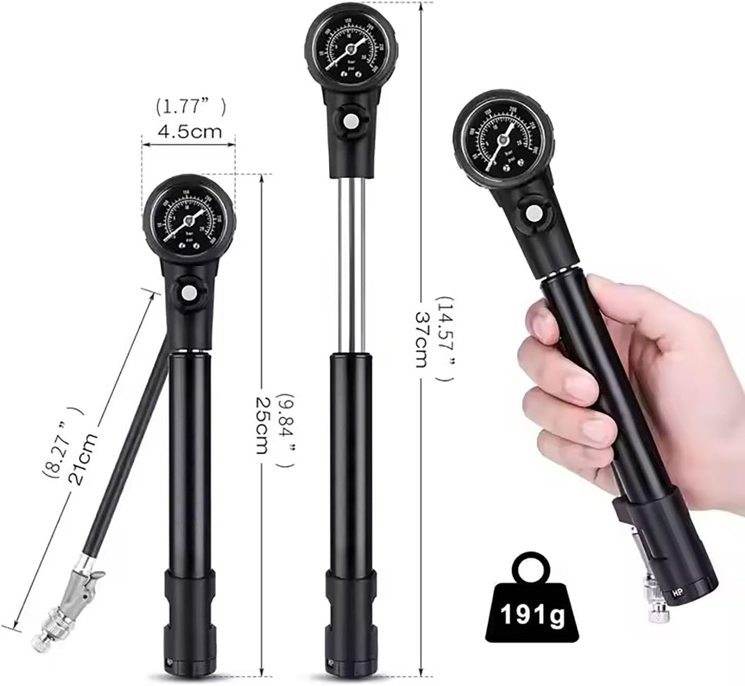 Pompka rowerowa 300PSIc do opon Clever Valve Mini pompka rowerowa ze stopu aluminium Ręczna pompka rowerowa