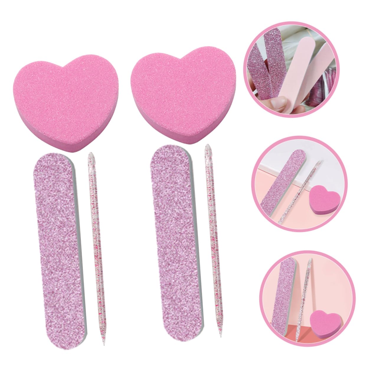 Healeved 80sets Strumenti Per Manicure e Pedicure Con Blocchi Buffer e Limette Per Unghie Kit Leggero e Compatto Per Professionisti e Uso Personale Include Limetta Forma Di Cuore Per