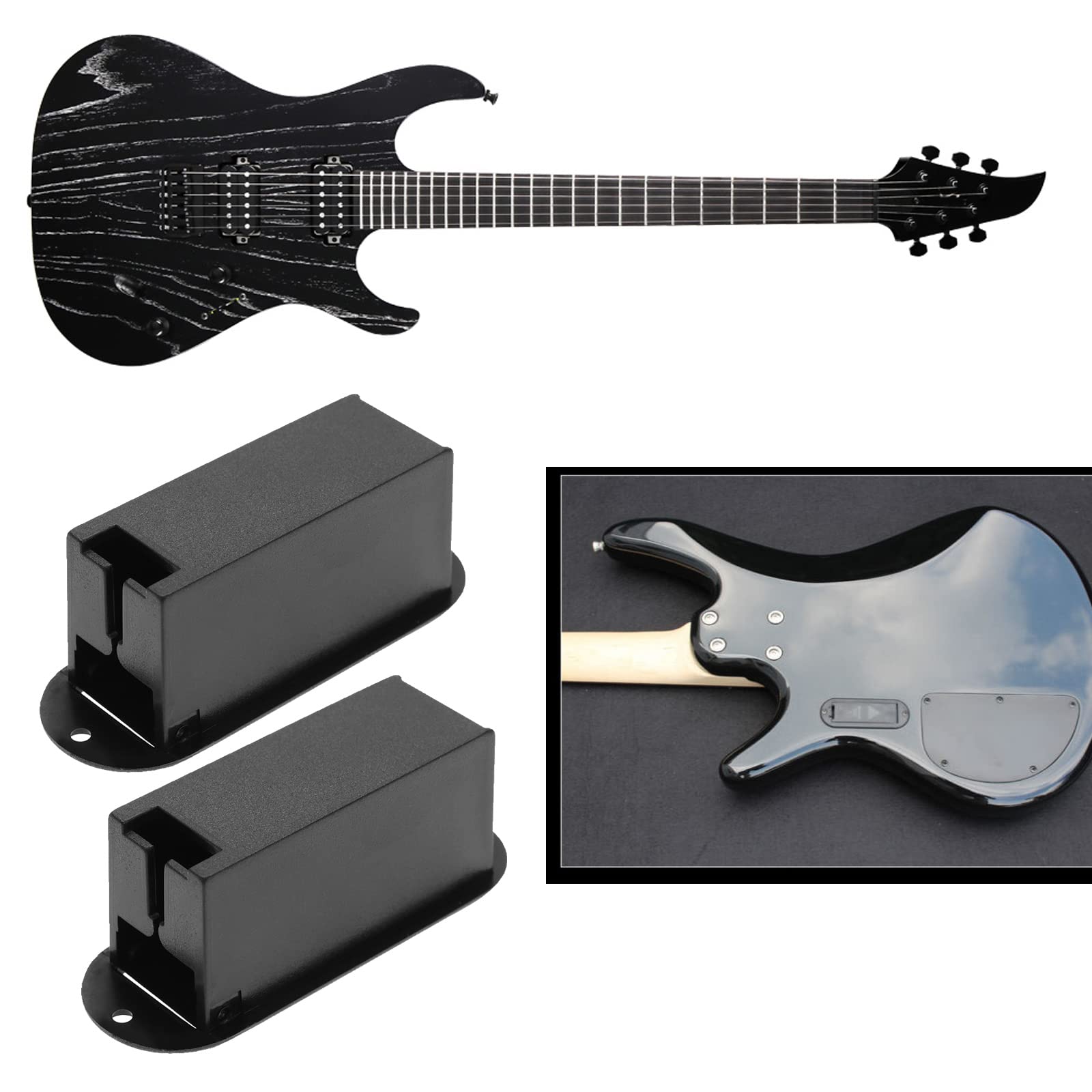 The Lord of the Tools 2Pcs Battery Compartment 9V Active Guitar Pickup Battery Packs 9-Volt Battery Box Case Guitar Accessories 81x29x30mm Style A