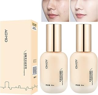 ADMD Foundation, Hydrating Waterproof and Light Long Lasting Foundation, ADMD Light Fog Makeup Holding Liquid Foundation, Matte Oil Control Concealer Foundation Cream (2Pcs-02 Natural)