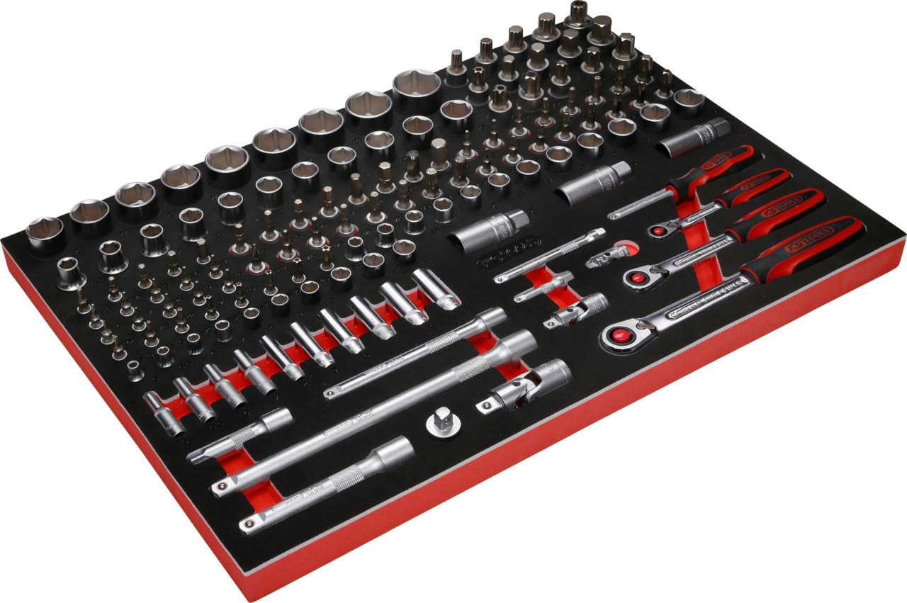 KS Tools 811.0139 Zestaw kluczy nasadowych 1/4" + 3/8" + 1/2" we wkładce piankowej, 139-szt.