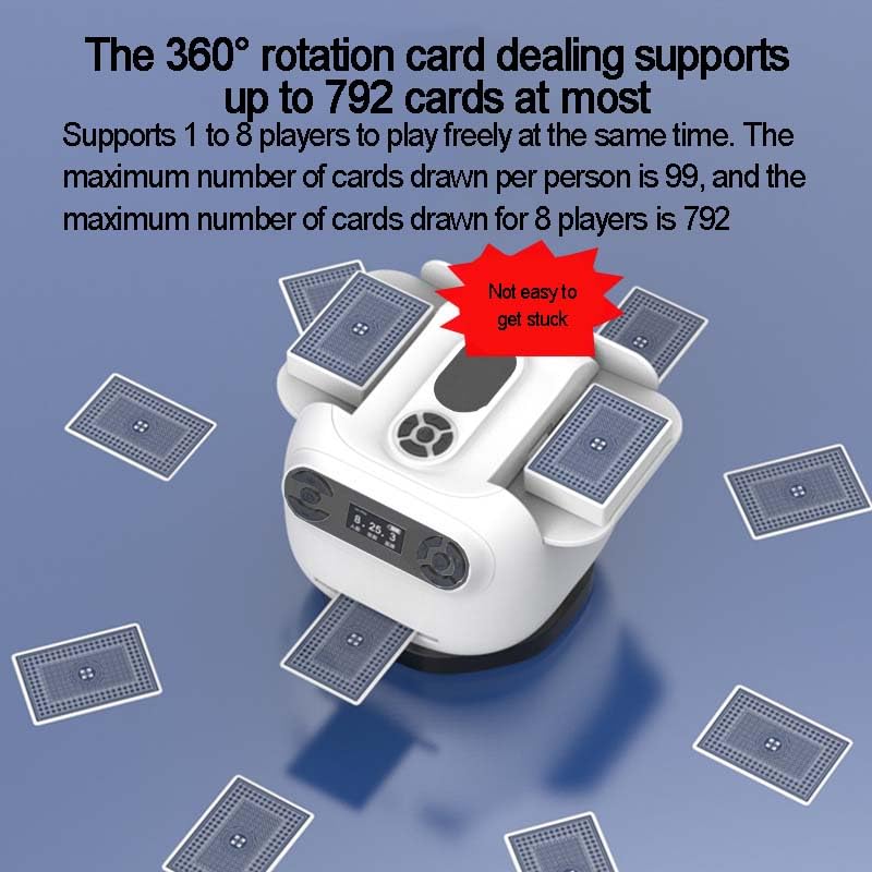 Shuffler automatico per carte, rotazione a 360°, dispenser per carte da poker per 1-8 giocatori, supporta fino a 792 carte, Shuffler portatile per carte da poker con mescolamento automatico e display