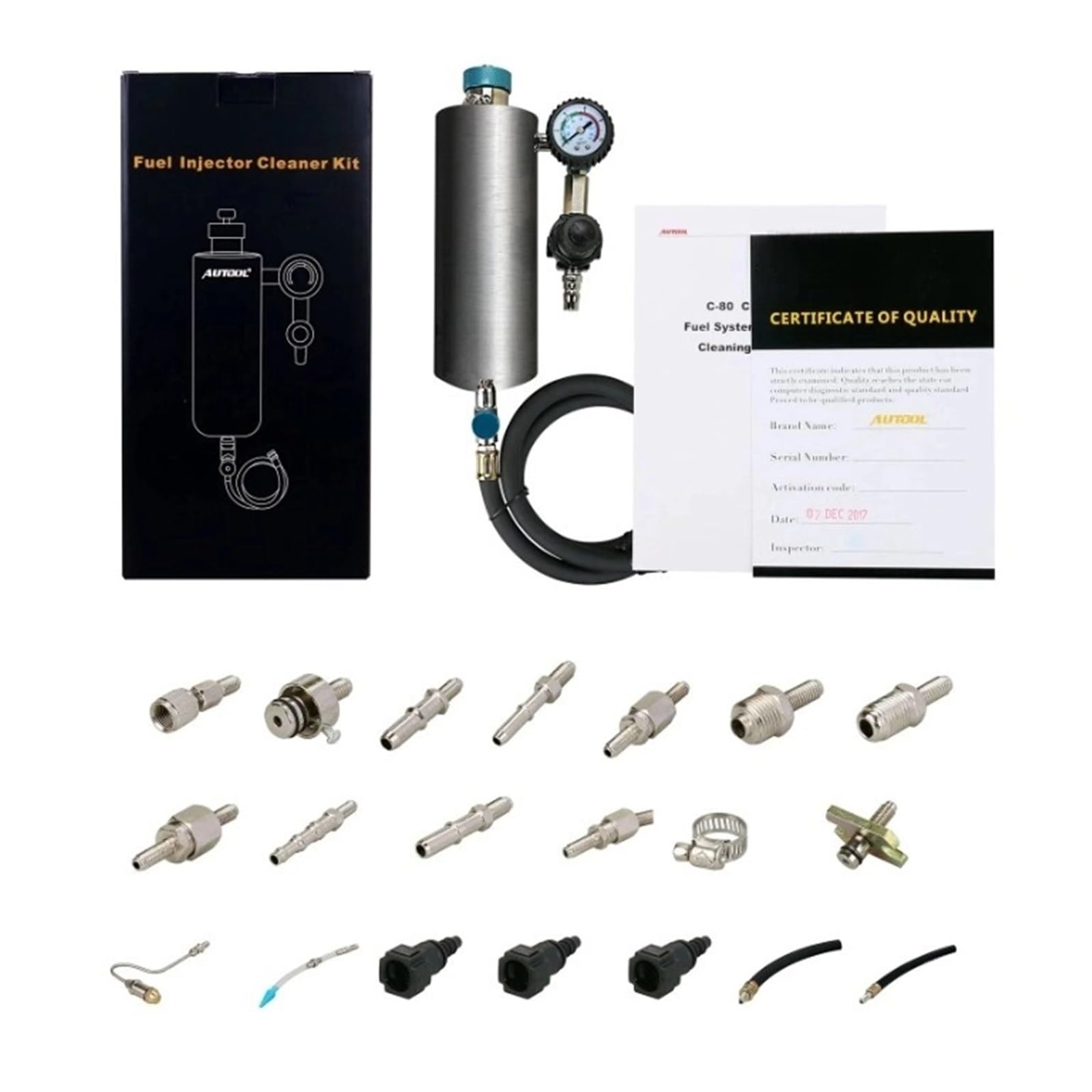 Limpiador de inyectores de Combustible for automóvil AUTOOL C80, comprobador de inyectores, Herramienta de Lavado sin Desmontar, Compatible con Gasolina, Herramienta de Lavado y Limpiador diésel
