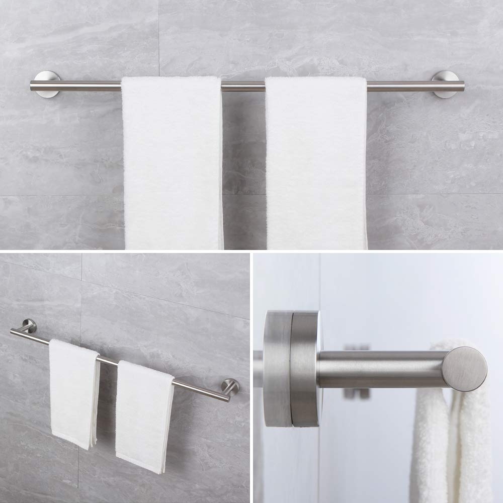 Portasciugamani singolo da 30 cm, in acciaio inox spazzolato