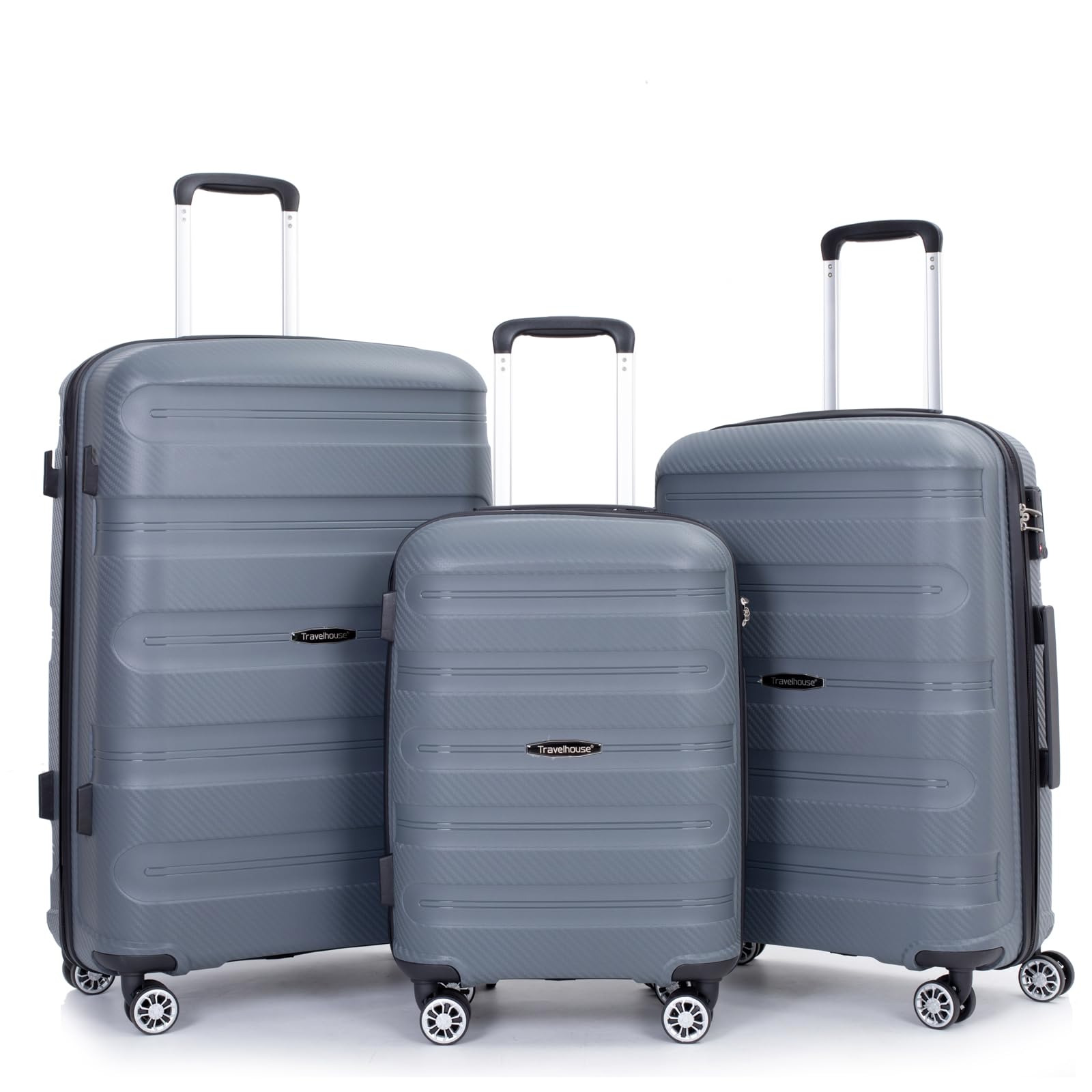 Travelhouse Luggage Sets 3 Piece Suitcase Set, PP Hardshell Suitcase with Spinner Wheels, Lightweight Carry On Luggage with TSA Lock for Women