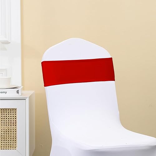 Vista 83 de Bandas negras para silla, 50 unidades, bandas elásticas de elastano con hebillas deslizantes, lazos elásticos universales para sillas para boda