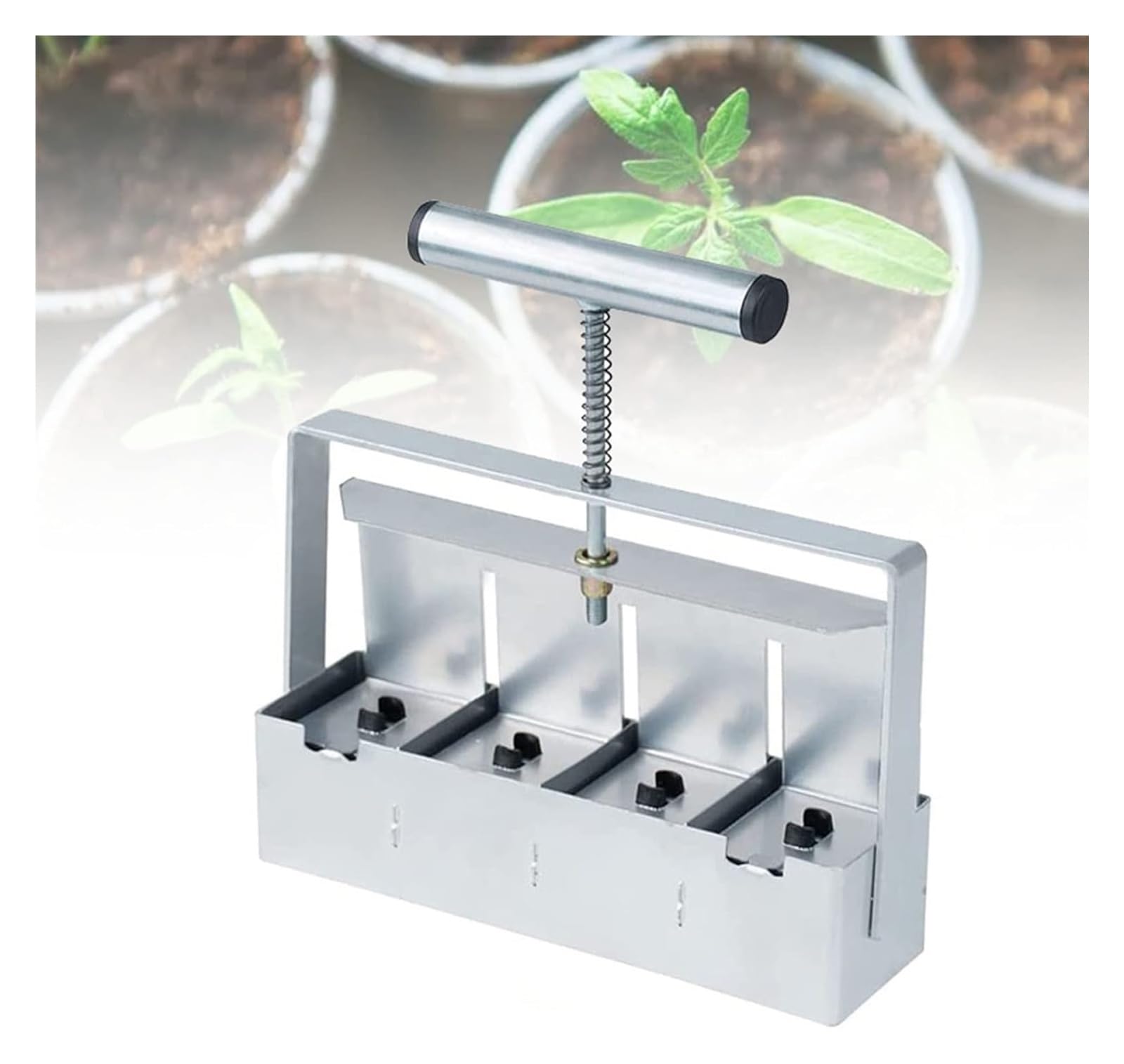ZHJOPP Stainless Steel Soil Block Maker - Handheld Mini Garden Tool for Easy Seedling Starting, Durable and Portable Earth Block Maker
