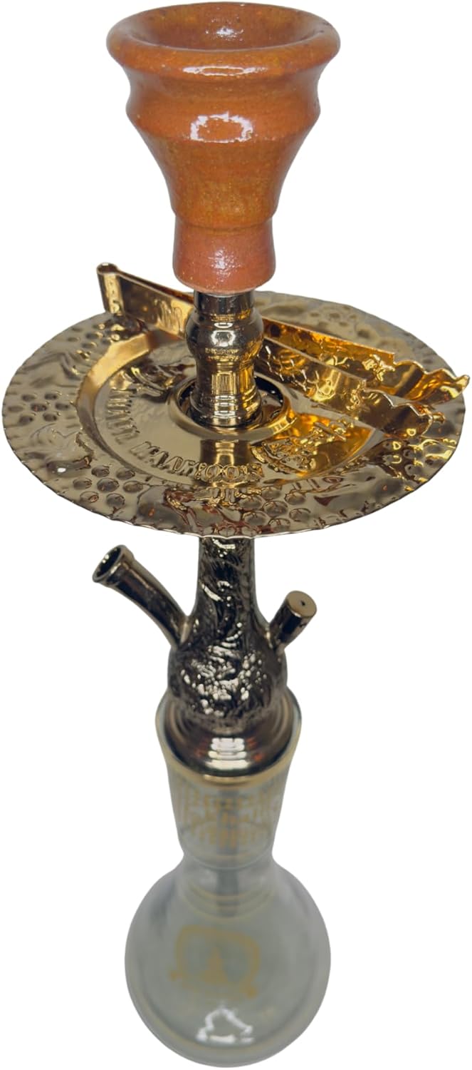 Khalil Maamoon Egyptian Hookah shisha set handcrafted Qazaz small (Rose Red)