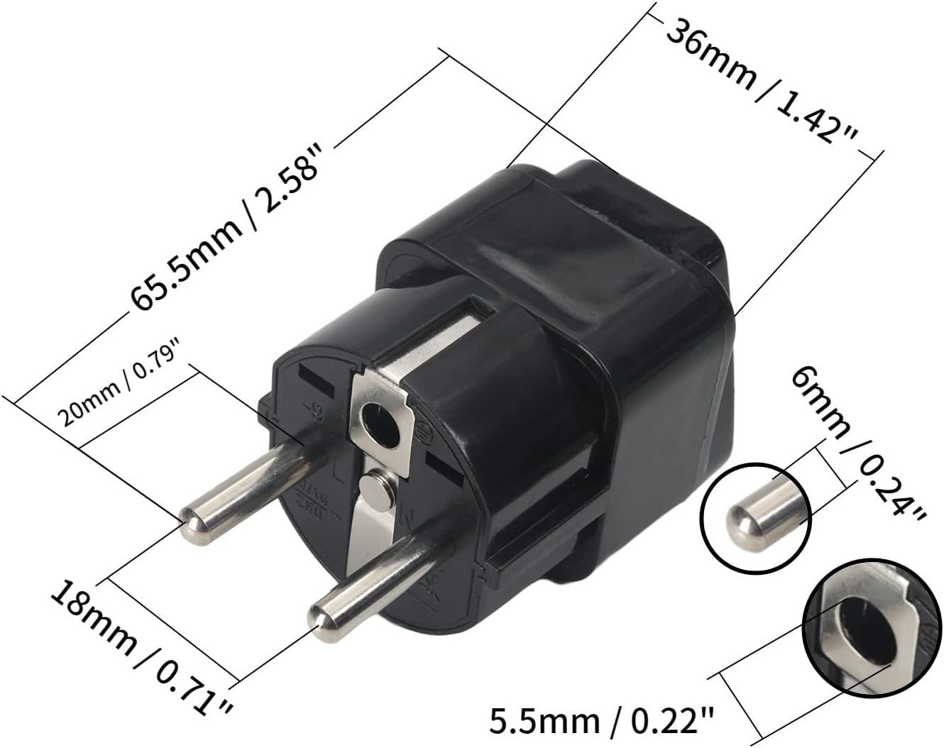 Fielect 3Pcs European Travel Plug Adapter EU Plug to Universal Plug Adapter AC110-250V 10A Universal to European EU Power Socket Adapter Converter