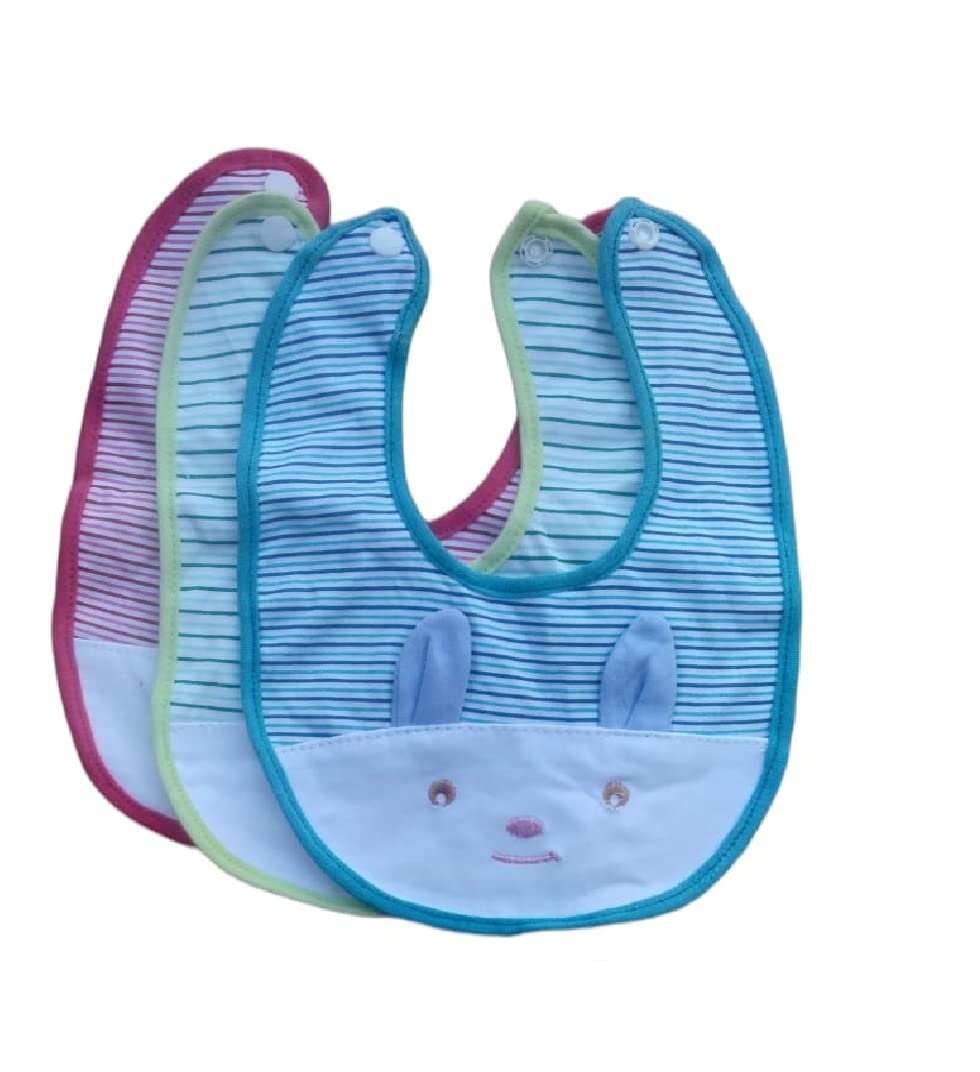 Gilli Shopee Multicolored Cotton Baby Bibs with Titch Button | Soft Cotton Washable for Babies Age 0 Month to 12 Years (Pack of 3)-image-17