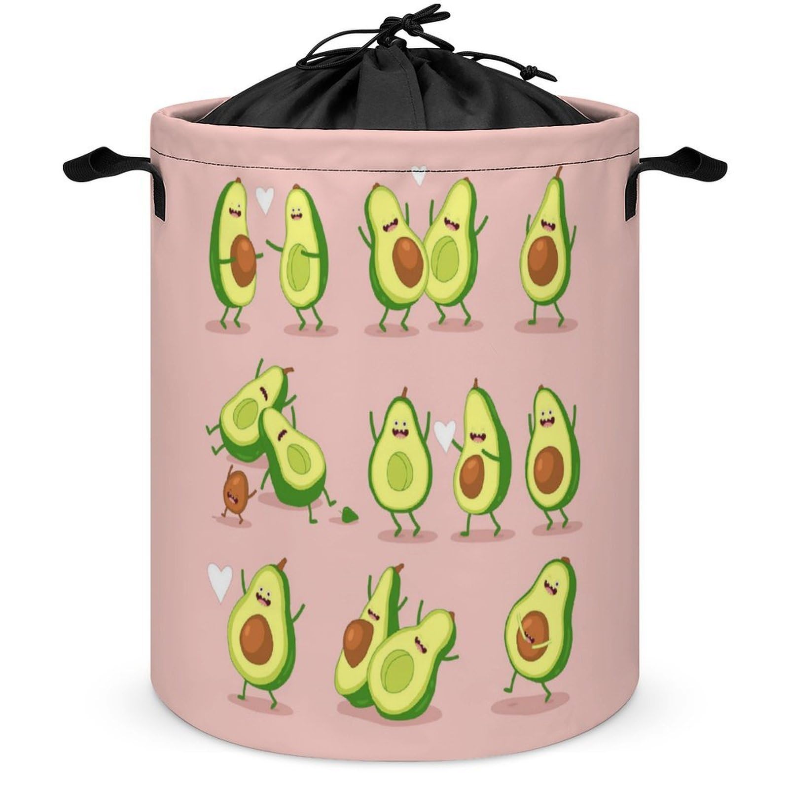 Wlntrophic Drawstring Laundry Hamper, Funny Avocado Laundry Basket, Washing Basket with Handle