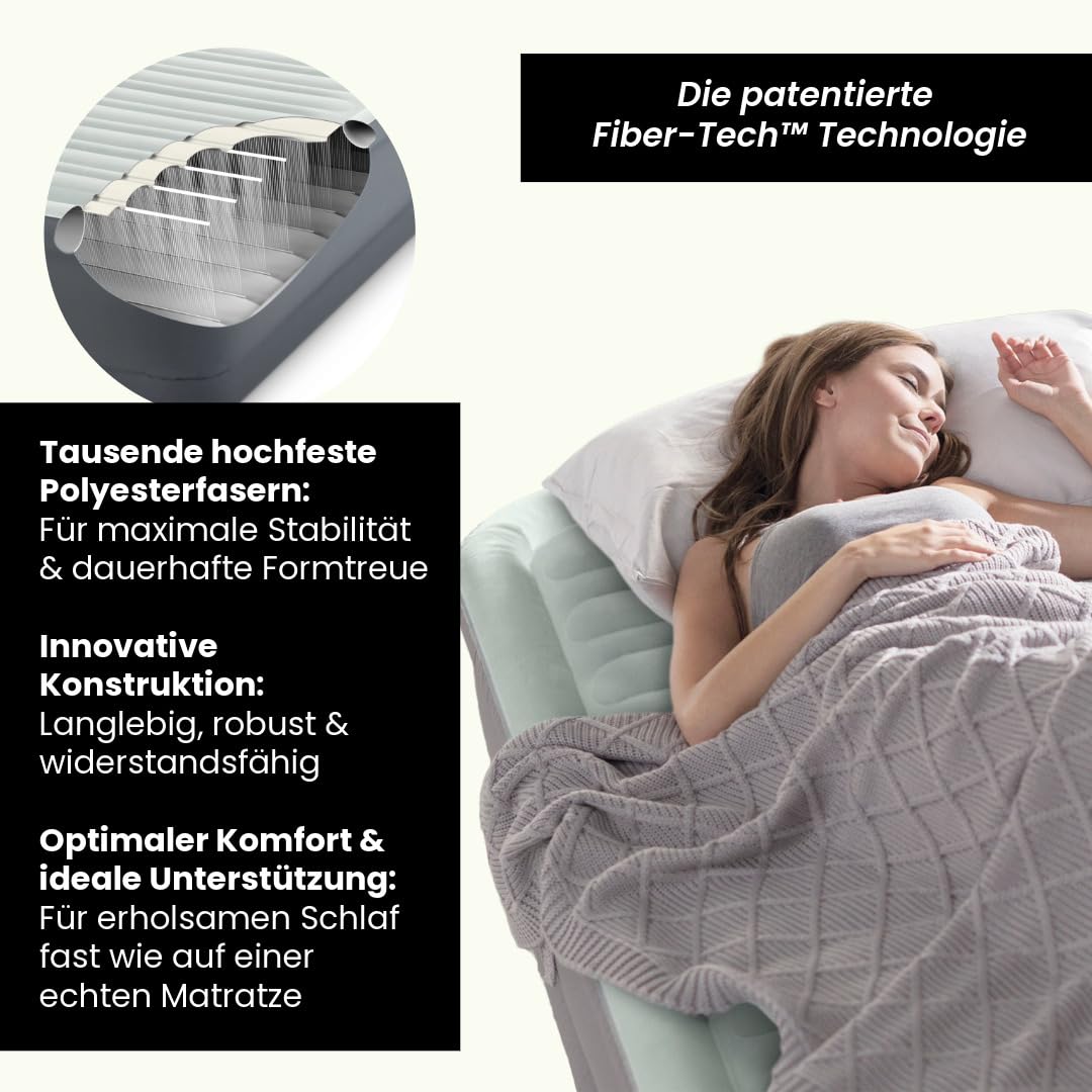 Intex 64906ND - Materasso Dura-Beam PremAire Matrimoniale Autogonfiante, 152x203x46 cm