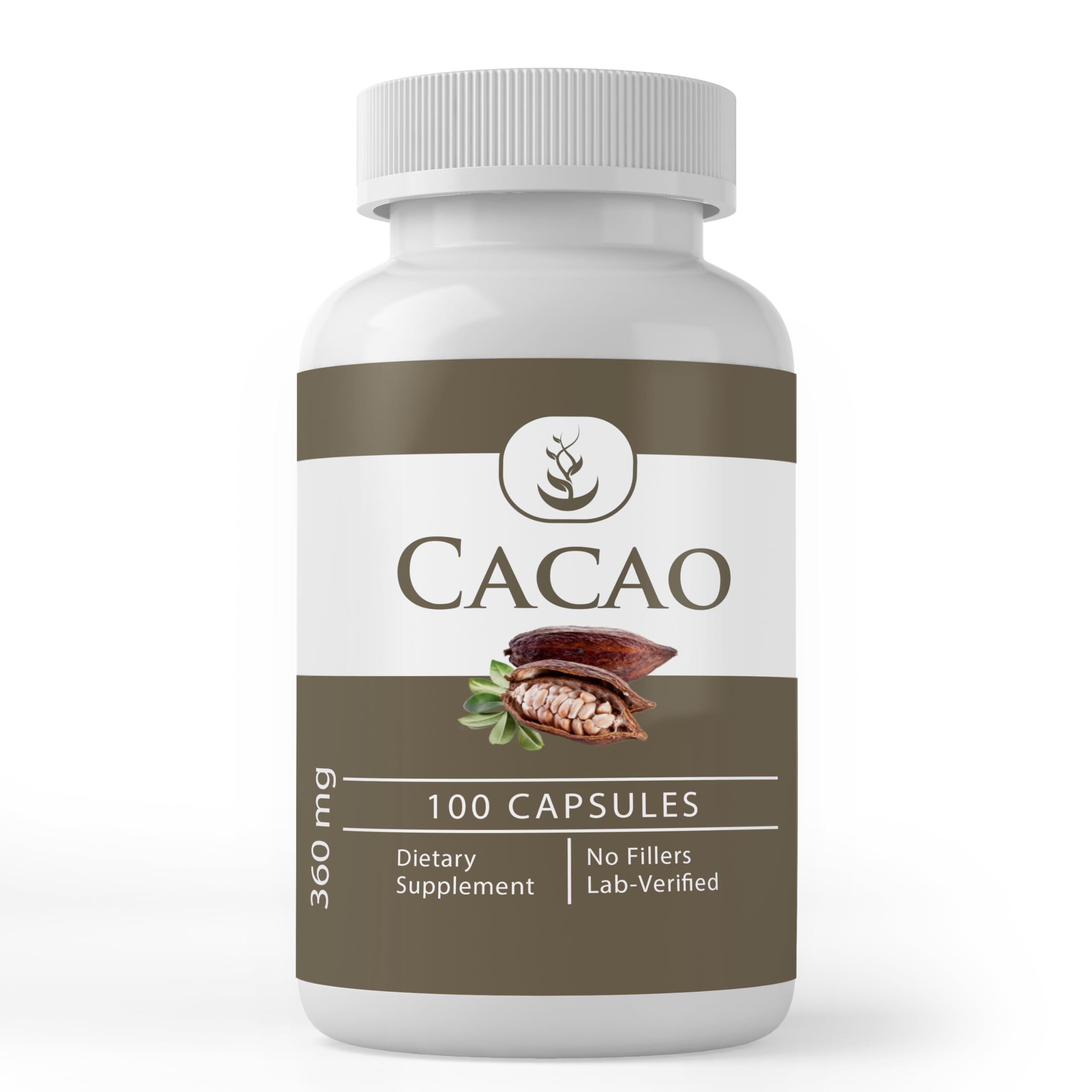Cacao, (100 Capsules) Always Pure, No Additives Or Fillers, Lab Verified
