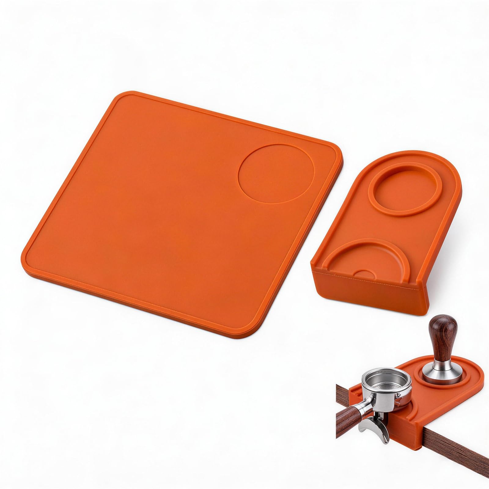 2PCS Espresso Tamping Mat, Silicone Coffee Tamper Mat,Non-Slip Desk mat