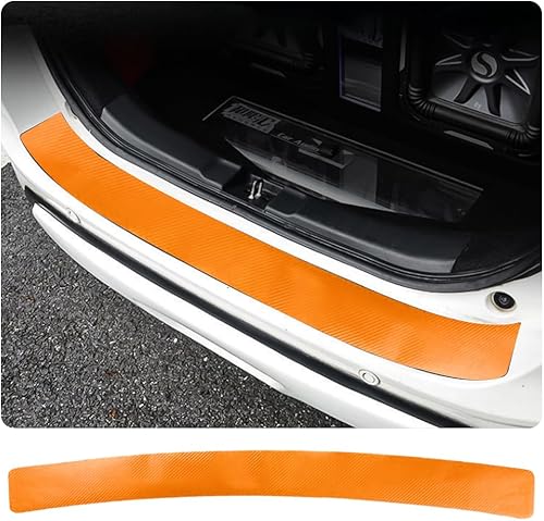 Miniatura 7 de Ziciner Protector de parachoques trasero de automóvil, fibra de carbono antiarañazos, calcomanía de tira de protección para umbral de puerta de