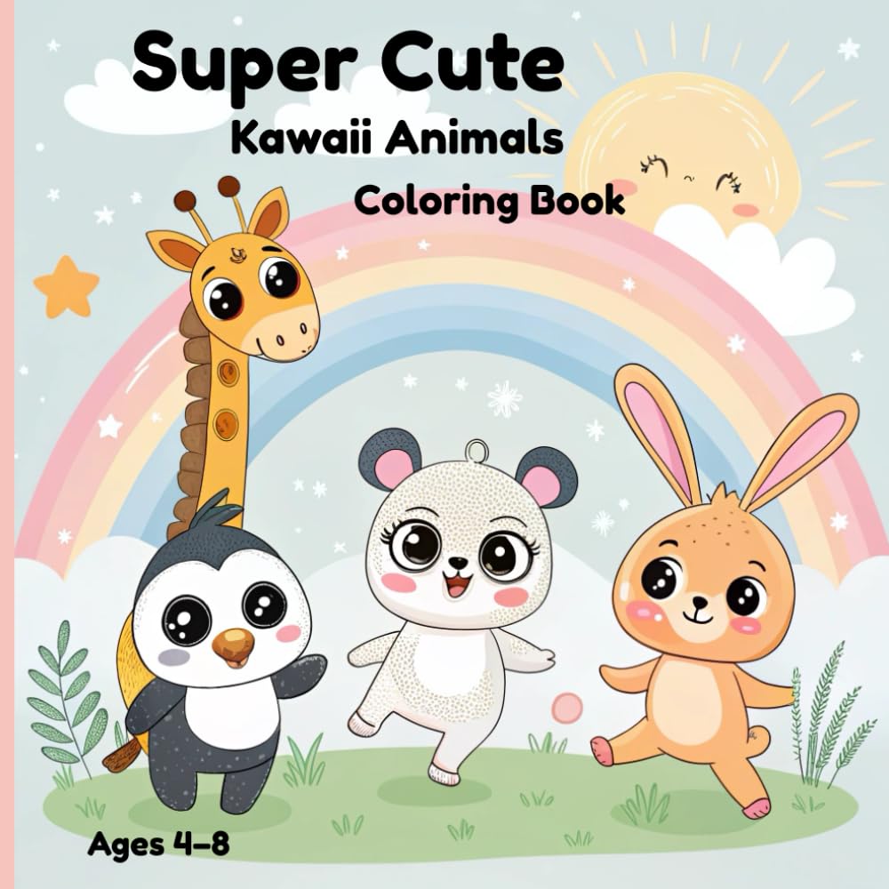 Super Cute Kawaii Animals Coloring Book for Kids Ages 4–8 Big and Easy Adorable Animal Designs for Fun and Relaxation