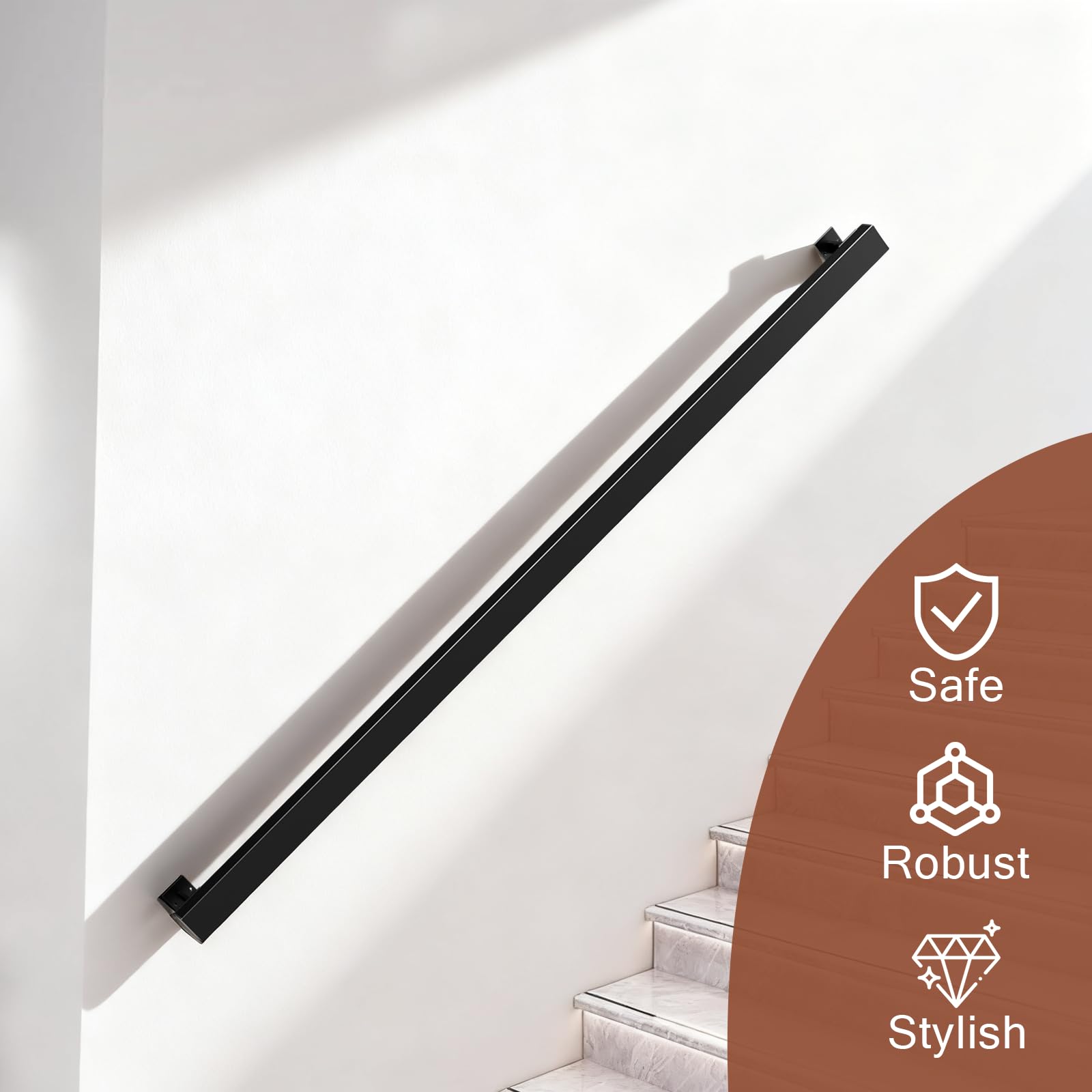 Handlauf Treppe, Treppengeländer Innen, Handlauf Schwarz, Geländer Treppe, Kann Gespleißt Werden Treppengeländer, Stiegengeländer für Balkone Flure Wohnungen Villen (A, 220(100+120) CM)