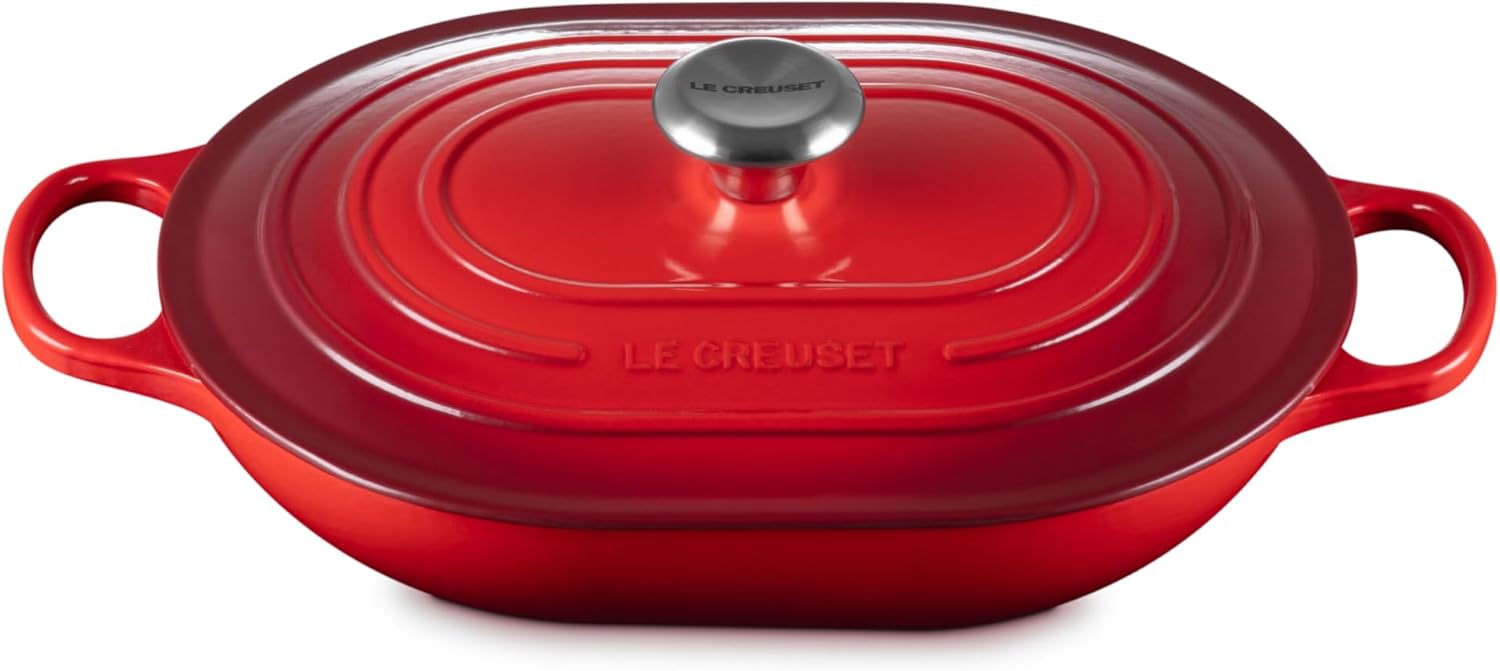Le Creuset Enameled Cast Iron Signature Oval Casserole, 3.75 qt., Cerise