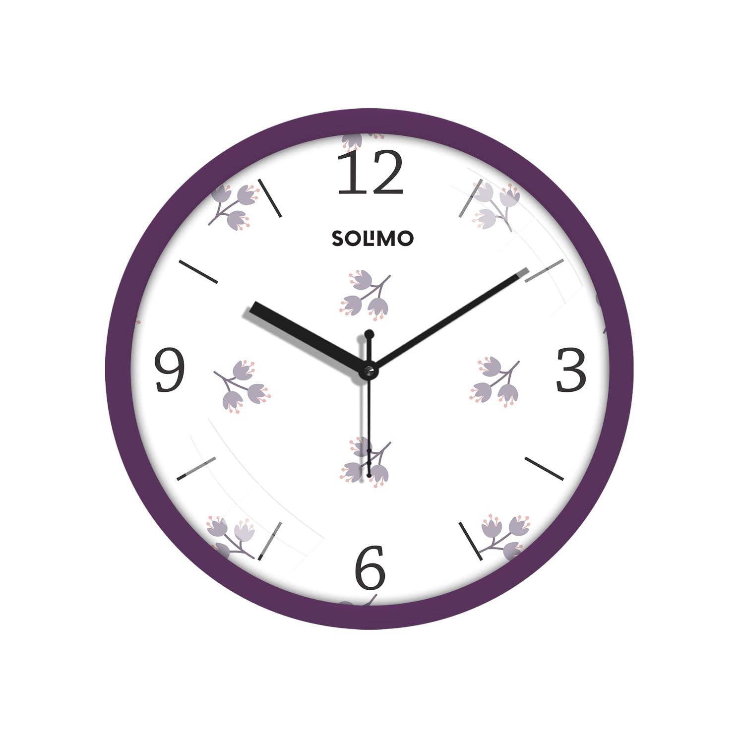 Amazon Brand - Solimo 11-Inch Classic & Modern and Stylish Silent Movement Wall Clock - Purple - Analog, Plastic