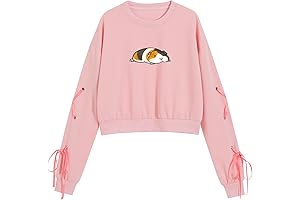 KEEVICI Guinea Pig Graphic Cropped Hoodie Kawaii Cutest Guinea Pig Long Sleeve Crop Sweatshirt
