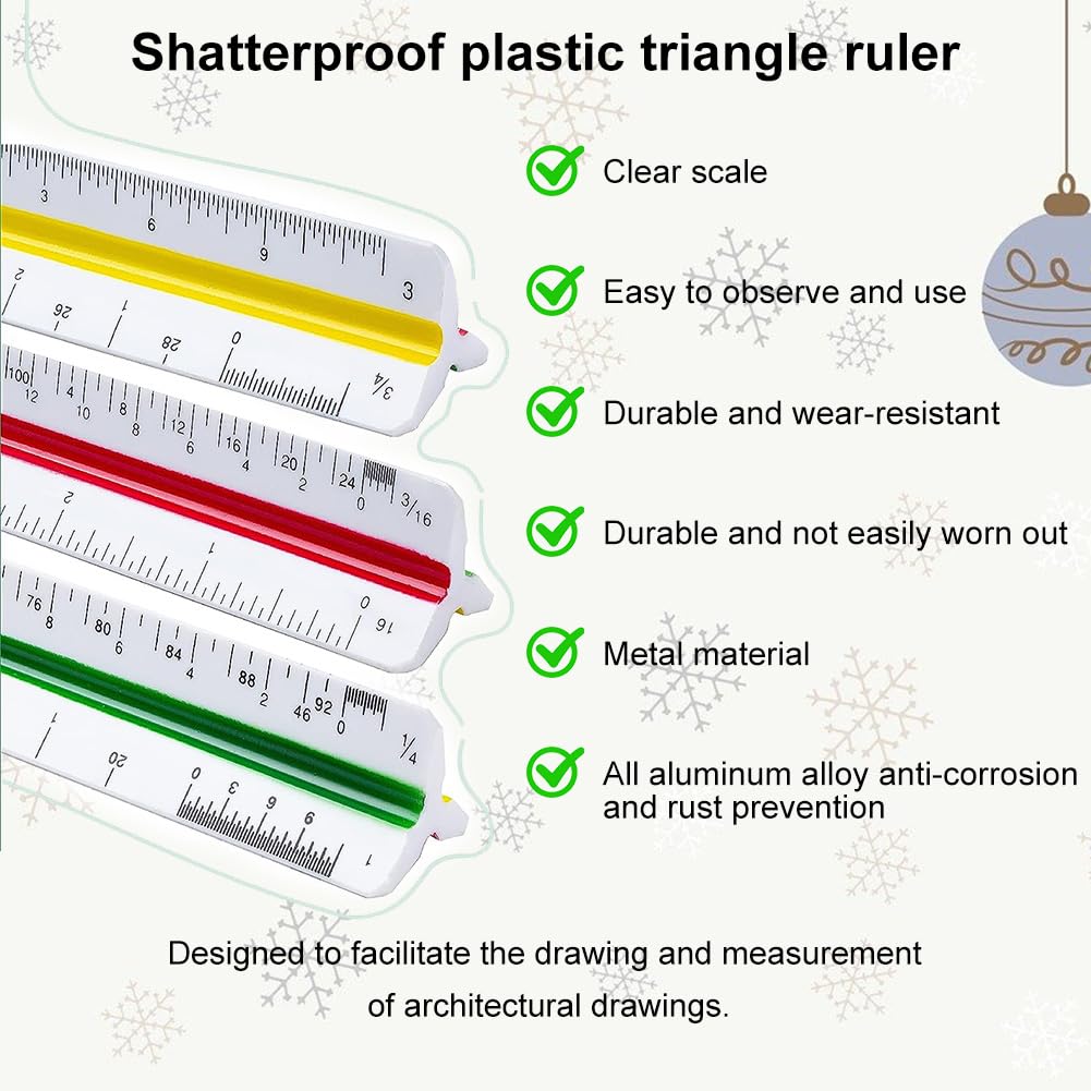 Scalimetro Triangolare Raylu Paper - 6 Scale Colorate Per Architetti, Ingegneri E Studenti | Strumento Di Precisione