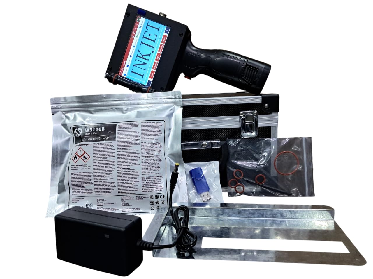 A.C.I. PACKAGING QR Bar Batch Code Date Number Logo Expiry Date Label Plastic Bottle Hand Jet Handheld Thermal Inkjet Printer,Black