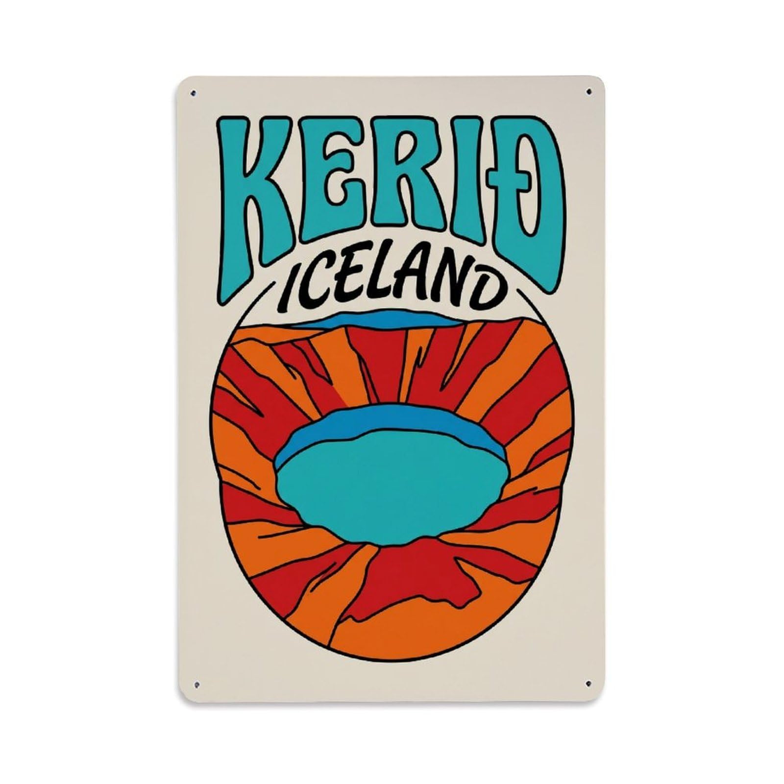 Gead 8X12inch Style Vintage Travel Kerid Iceland Crater Metal Tin Sign