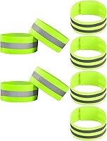 Vista 1 de 8 Pieces Bands High Visibility Reflector Bands Safety Reflector Tape Straps Running Gear for Cycling Walking Arm Wrist Ankle Leg (Green,2 Styles③)