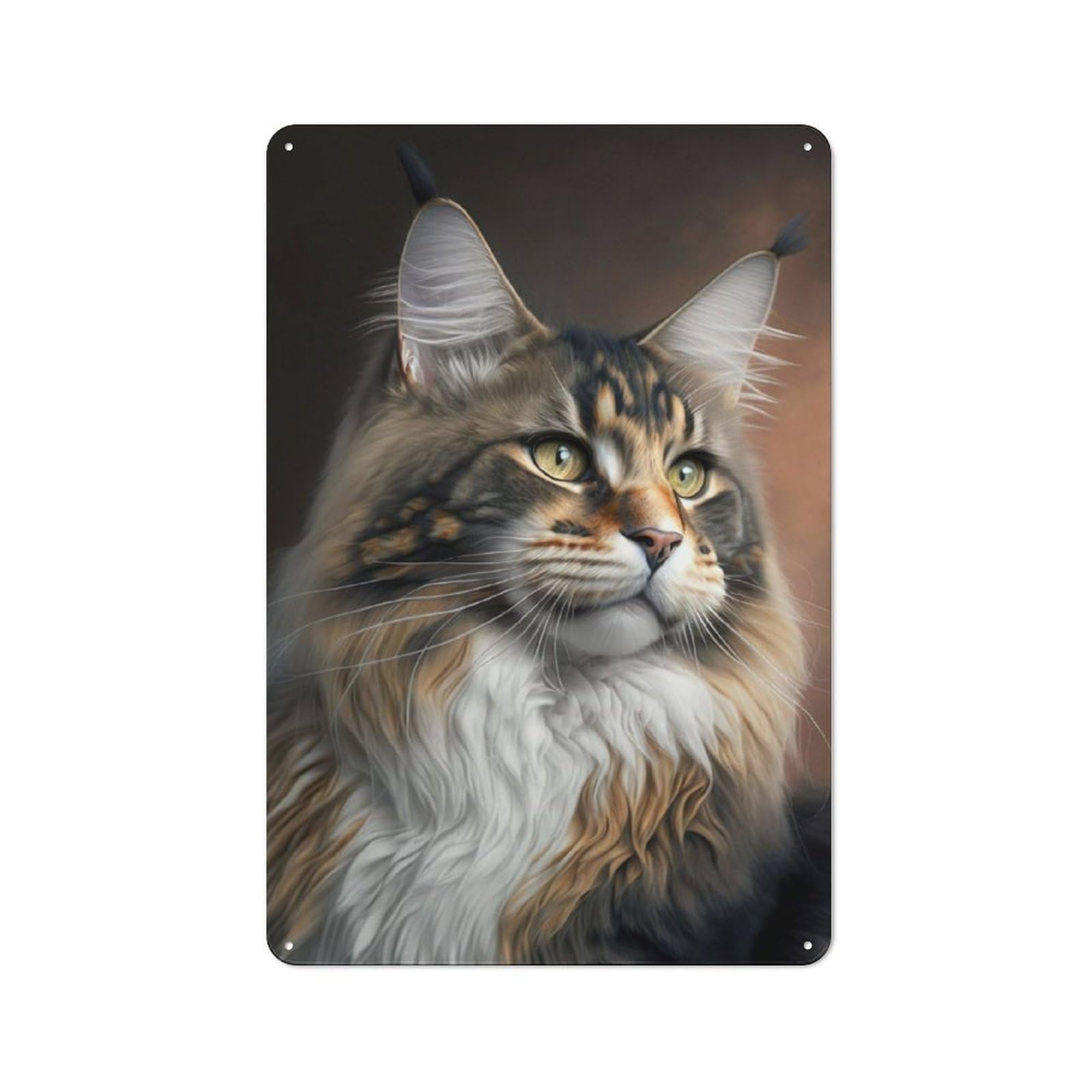 Junmoney Maine Coon Portrait Vintage Metal Plaque 30X20cm Featuring For Pub Or Café, Suited To Café Interior Fans