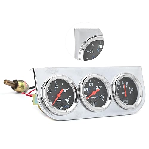 Miniatura 8 de Kit de calibre triple 3 en 1, 2 pulgadas, medidor de presión de aceite de temperatura del agua, medidor de AMP de metal sólido alto para automóvil