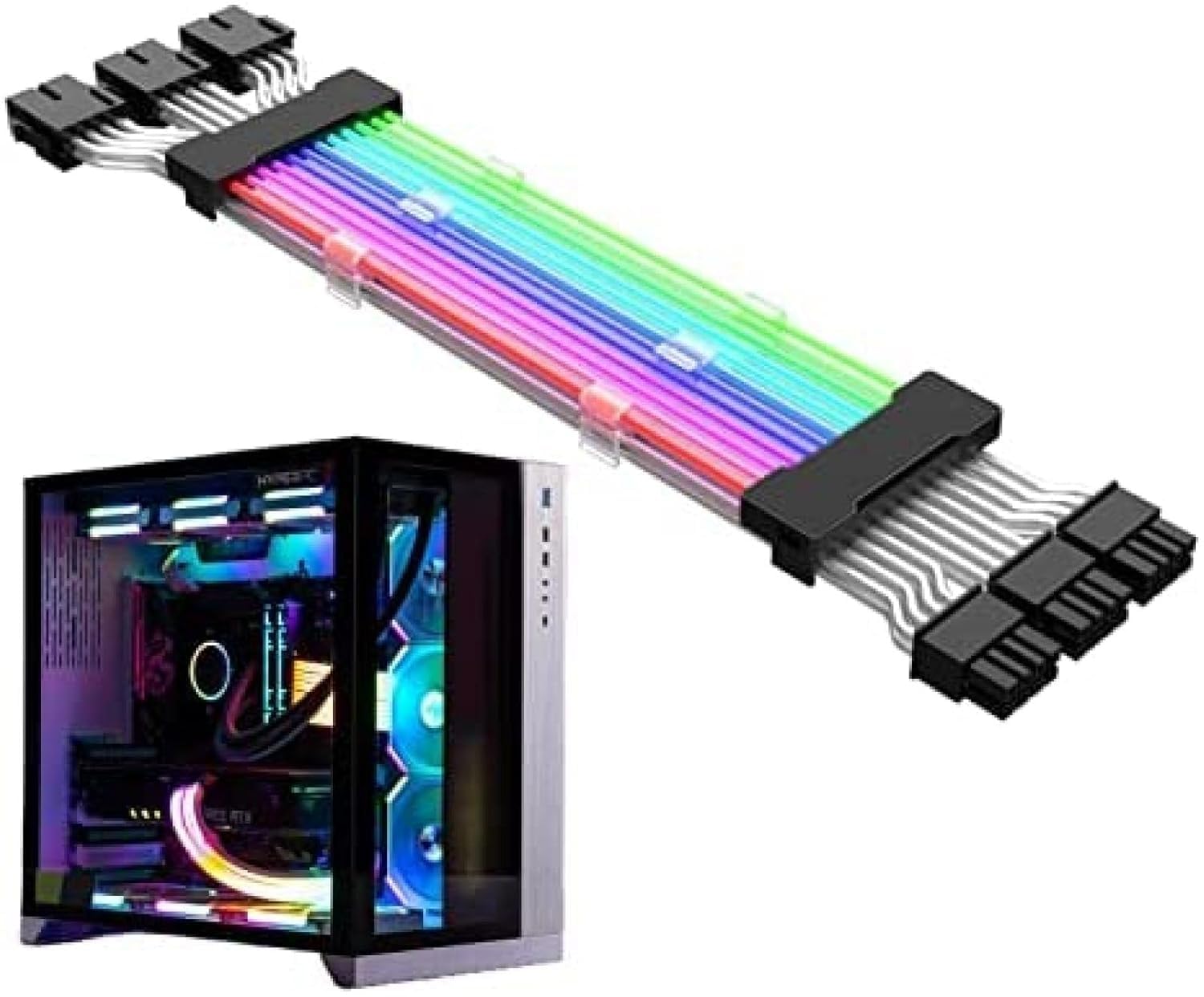 Prolunga del Cavo RGB Prolunga del Cavo Ad Alta Potenza con Componenti per modalità Colore per Il Software RGB da Tutte Le Principali Schede Madri Gestione dei Cavi, C/Graphics Card Three 8p