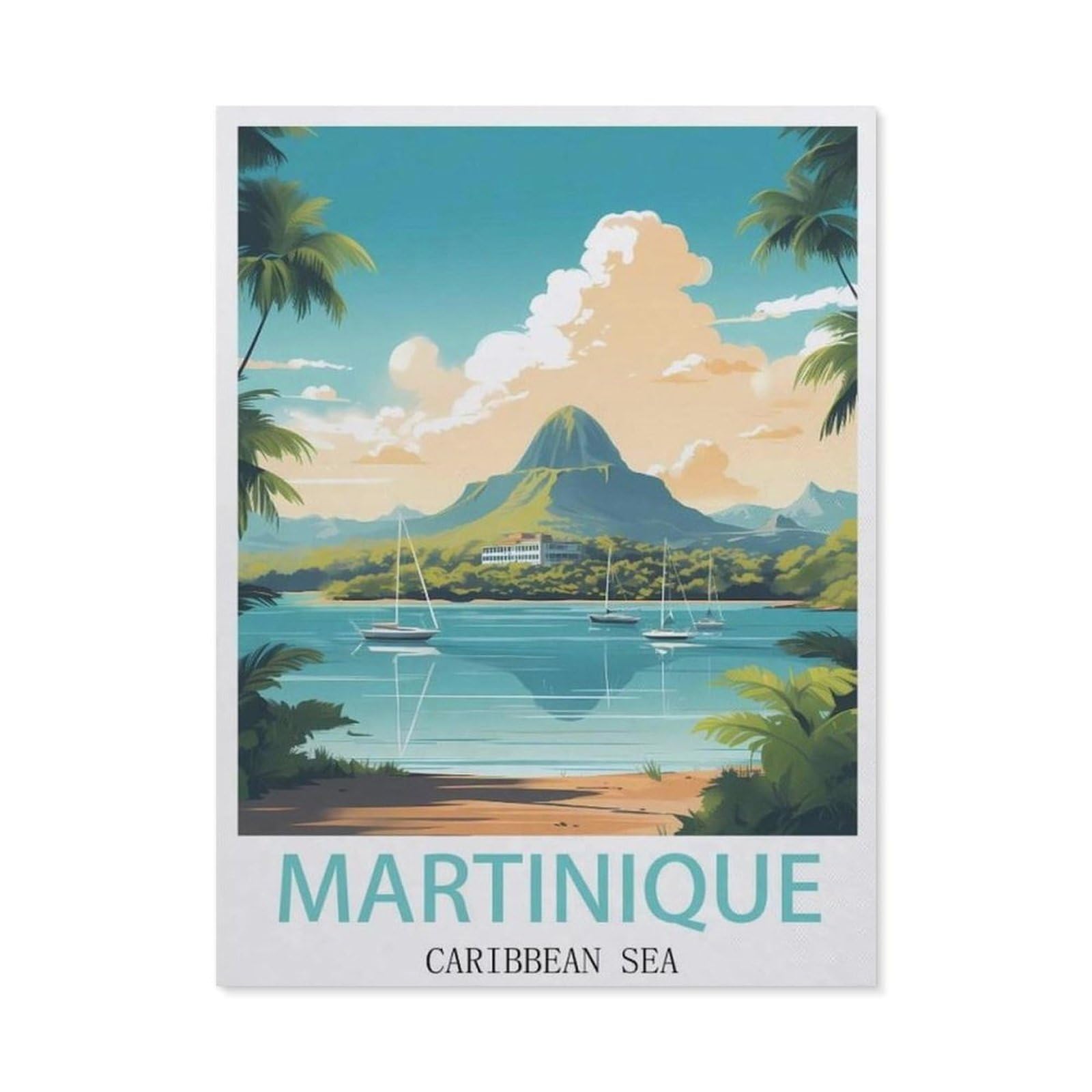 Vintage Wall Decor Metal Poster Plaque，Martinique Caribbean Sea