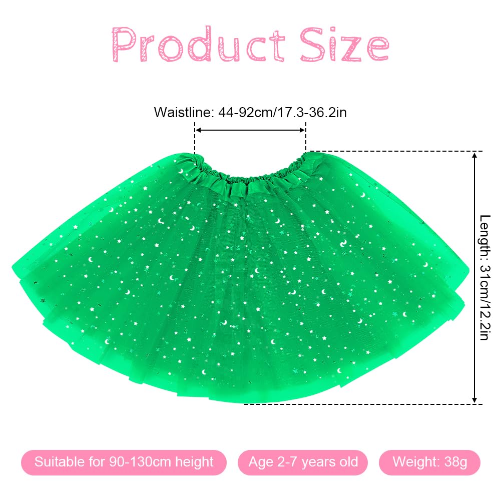 Tutu Elástico Tul 30 cm 3 Capas Falda Ballet para Niña Fiesta Baile Lentejuelas