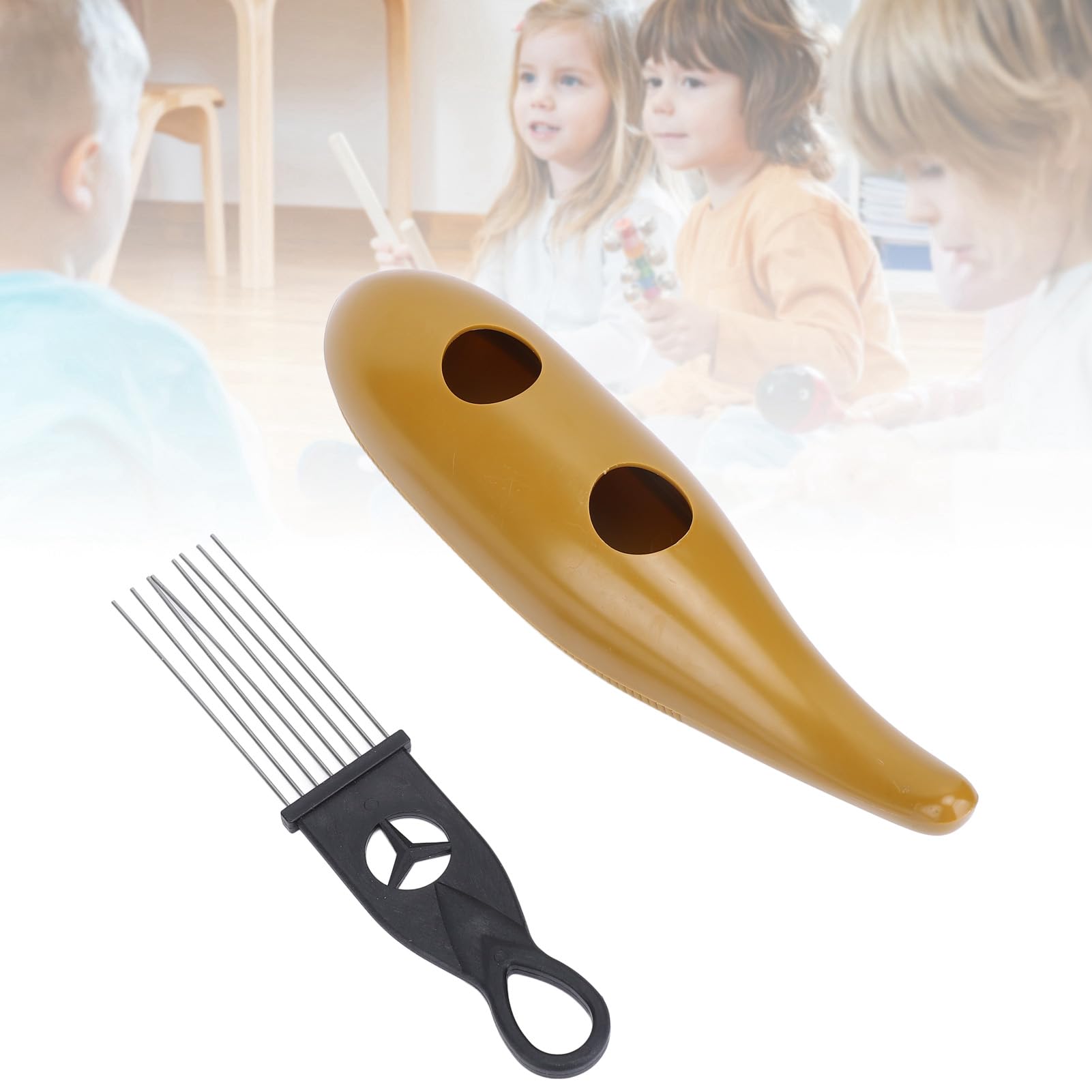 Guiro-Instrument, Guiro-Latin-Percussion-Instrument, Einzigartiges Fischförmiges Design, Metall-Guiro mit Guiro-Schaber, Kaffeefarbe, für Alle Arten von Partys und Bandauftritten