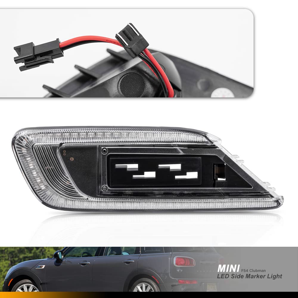 2016-2021 dla Mini Clubman F54 One Cooper S D Sd All4 Steptronic Jcw kierunkowskazy boczne LED Repeater Marker Light Amber Dynamic Led Turn Signal Lamp 2 szt. przezroczysta soczewka