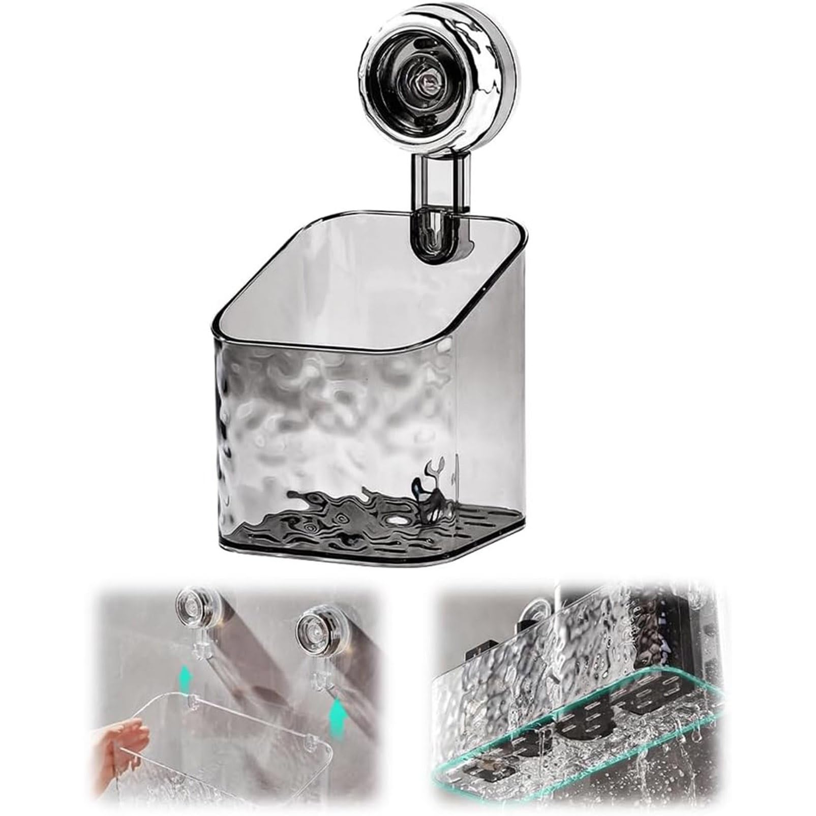 Corrugated Suction Cup Storage Holder Suction Cup Shower Caddy Bathroom Shower Shelves Glacier Pattern Suction Cup Shelf No