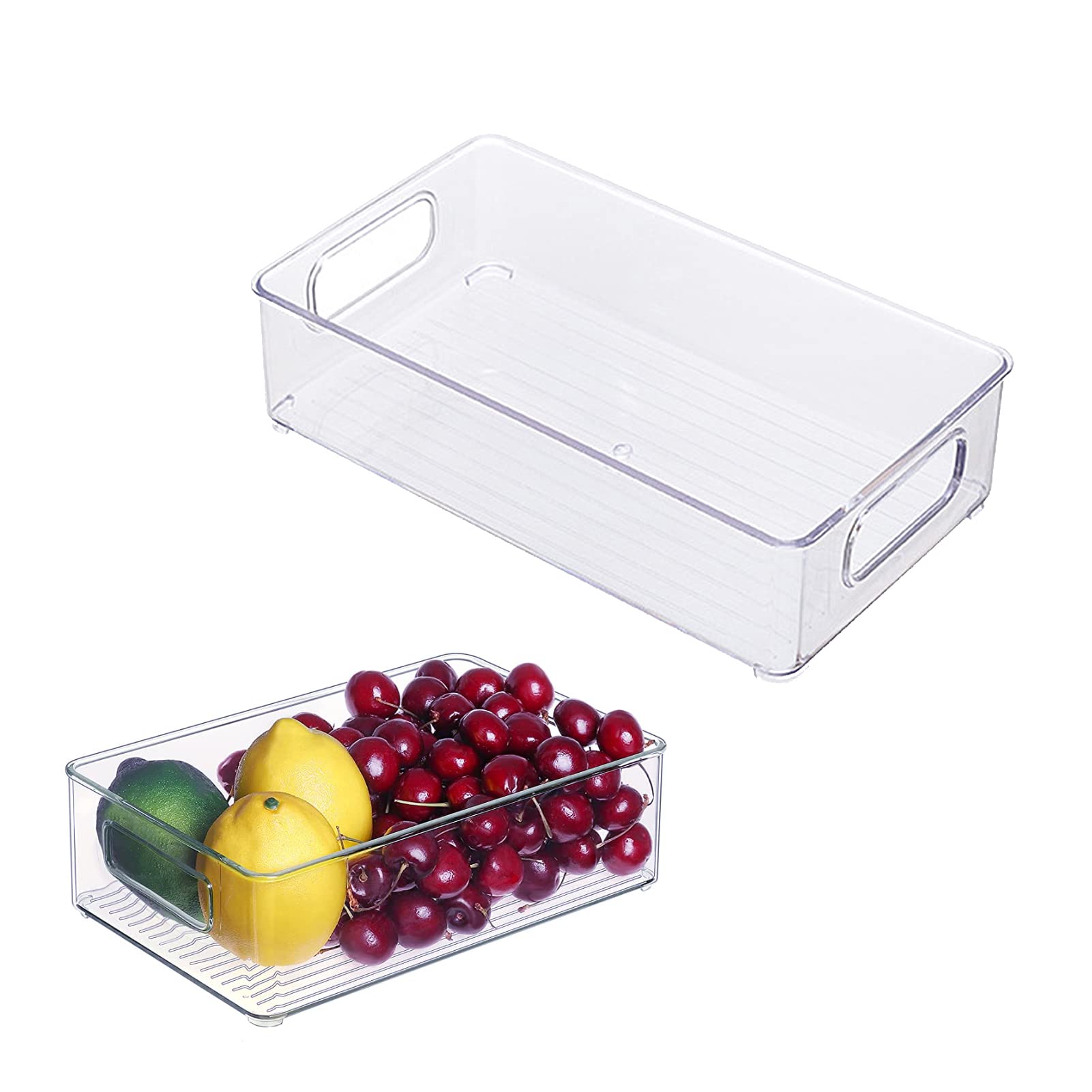 Beauenty Refrigerator Organizer Bins, 2Pack Stackable Food Storage Bins,Multi-Purpose Drawer Type Organization Box , Fruit Vegetables,Meat Organizers, Suitable for Kitchen,Cabinet,Pantry
