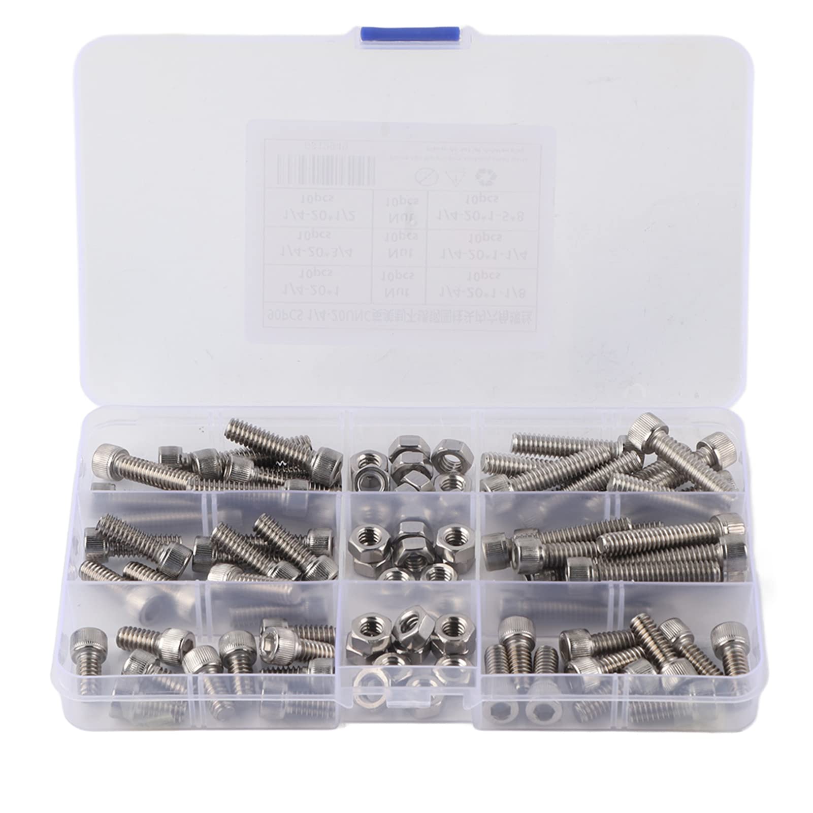 Viti a Testa Esagonale in Pollice Kit Assortimento Viti A Testa Esagonale In Acciaio Inox 90 Pezzi 1/4-20UNC