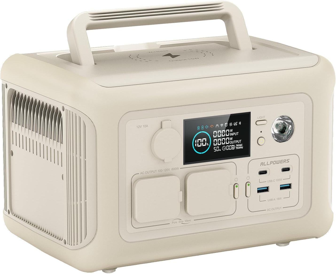 ALLPOWERS 600w Portable Power Station, 299Wh LiFePO4 Battery Backup, R600(Peak 1200w) Solar Generator, 1 Hour Fast Charge Solar Power Bank, for Home Outdoor Travel Emergency RV