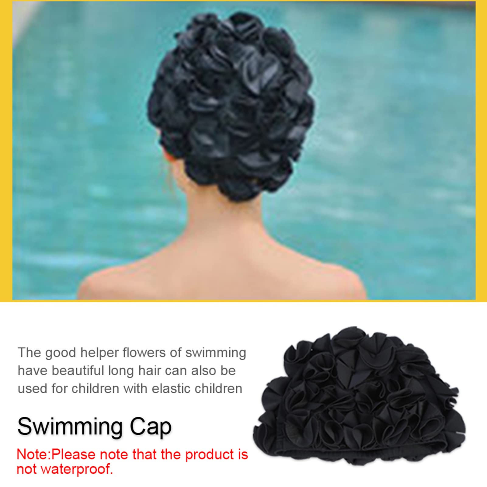 Bonnet de bain à motif floral rétro élastique pour cheveux longs et courts pour femme