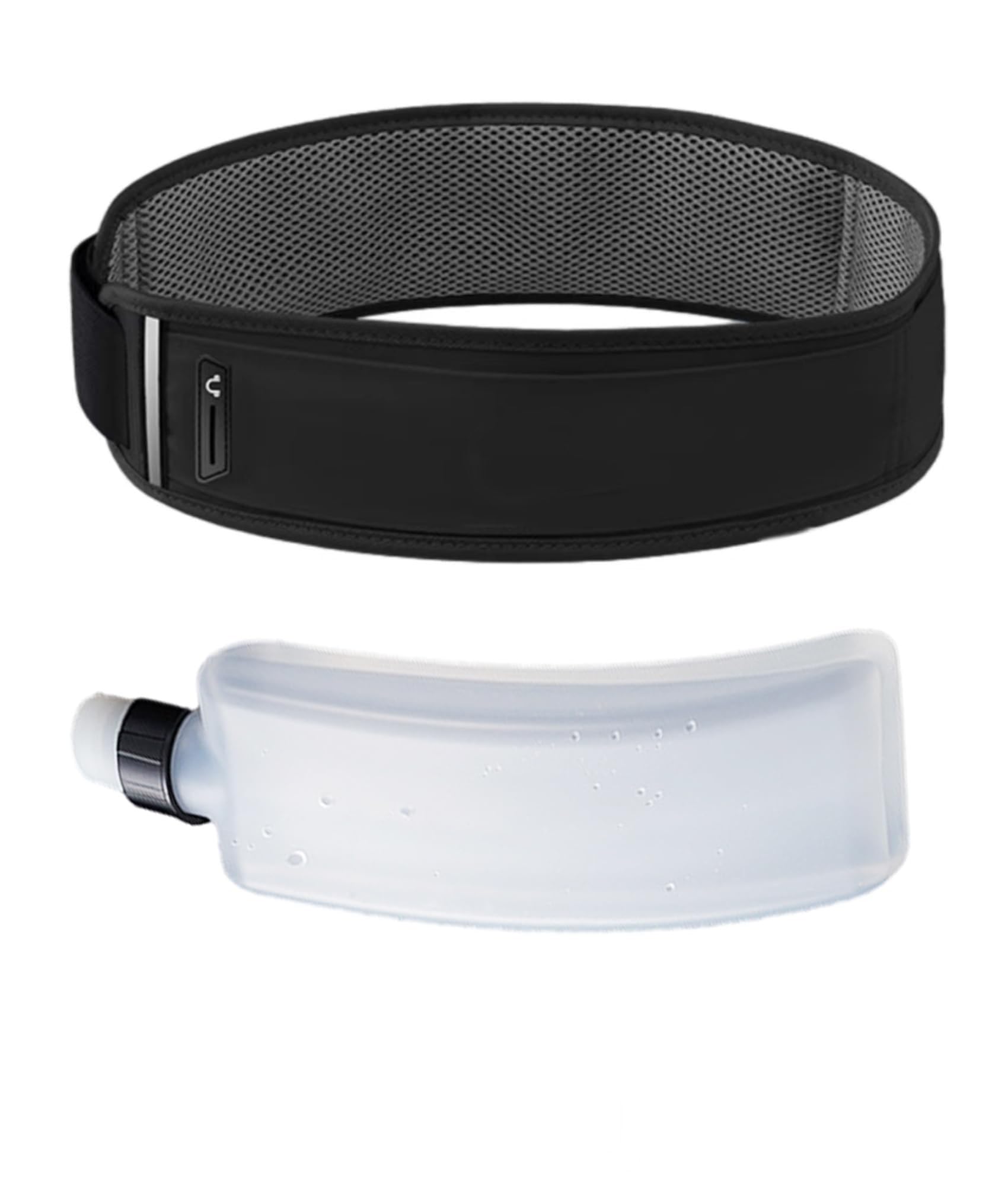 Running Belt Hydration with Bottles, Fanny Pack Water Bottle Holder, Zipper Waist Pouch Fits Most phones, Polyester Fiber, Zerobounce Design for Cycling Climbing Marathon (Watter Bottle Included)