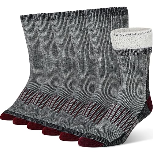 Image of Alvada Mens Merino Wool Crew Socks Thermal and Warm Socks for Winter Work Hiking Running 3 Pairs