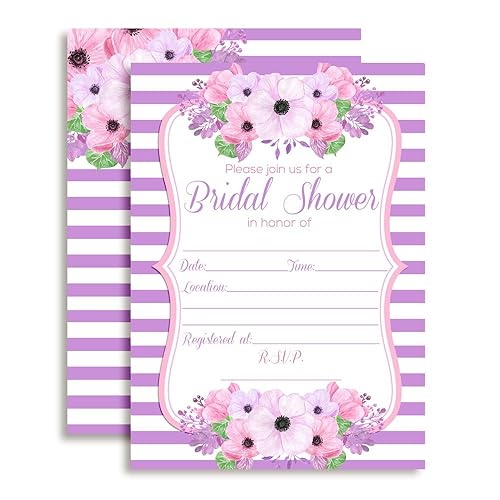 AmandaCreation - Invitaciones para fiesta de despedida de soltera, 20 tarjetas de relleno de 5 x 7 pulgadas con 20 sobres blancos